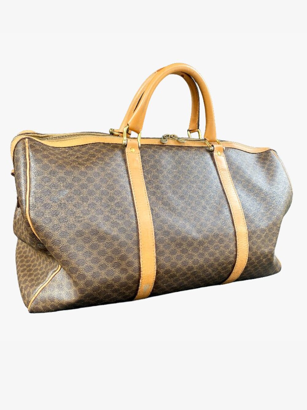 Vintage Celine Macadam PVC Canvas Leather Trim Weekender Duffle 50 w/COA